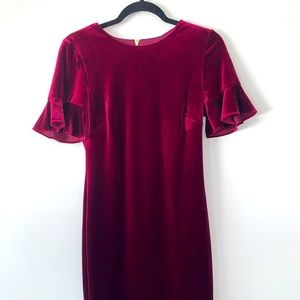 Maroon Velet Calvin Klein Midi Dress- size 6